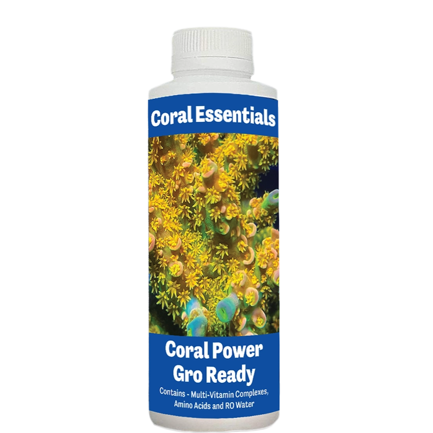 Bottle of Coral Essentials Coral Power Gro Ready 500mL marine aquarium supplement