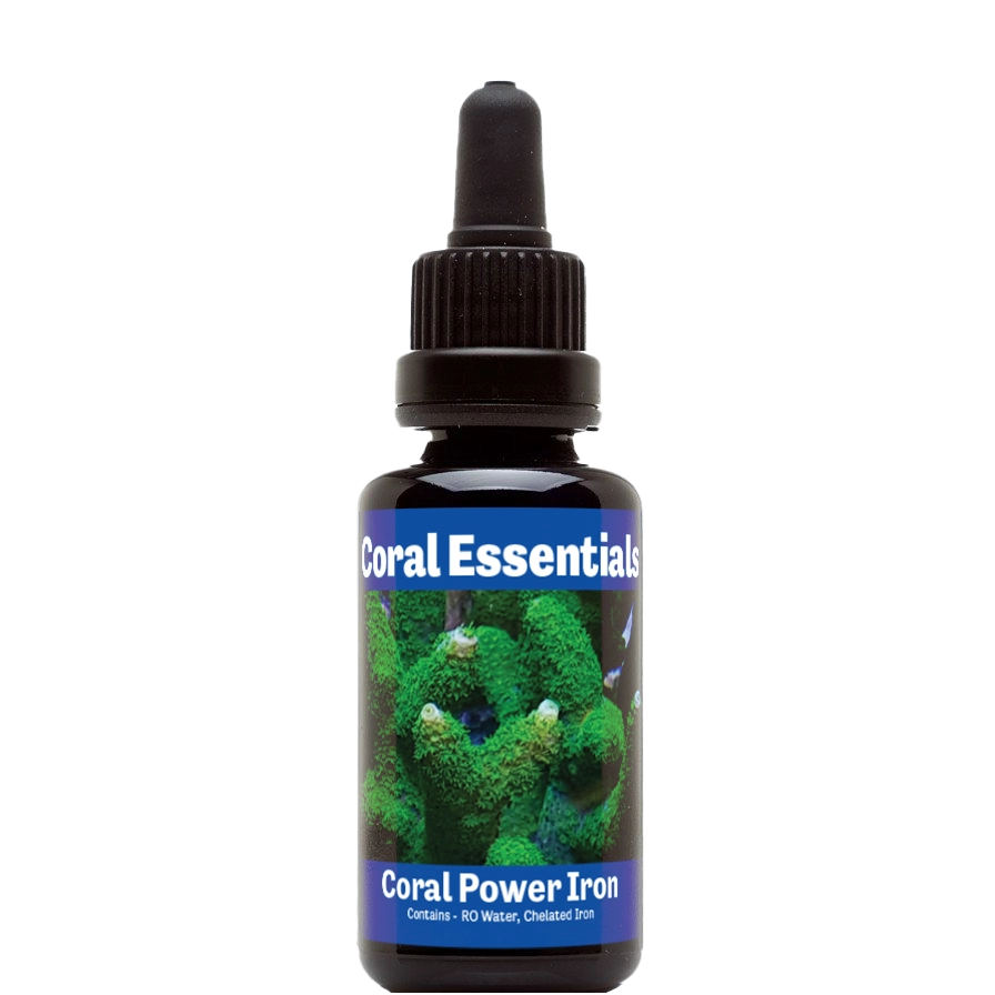 Bottle of Coral Essentials Coral Power Iron 50mL marine aquarium supplement