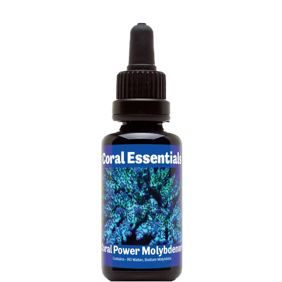 Bottle of Coral Essentials Coral Power Molybdenum 50mL marine aquarium supplement