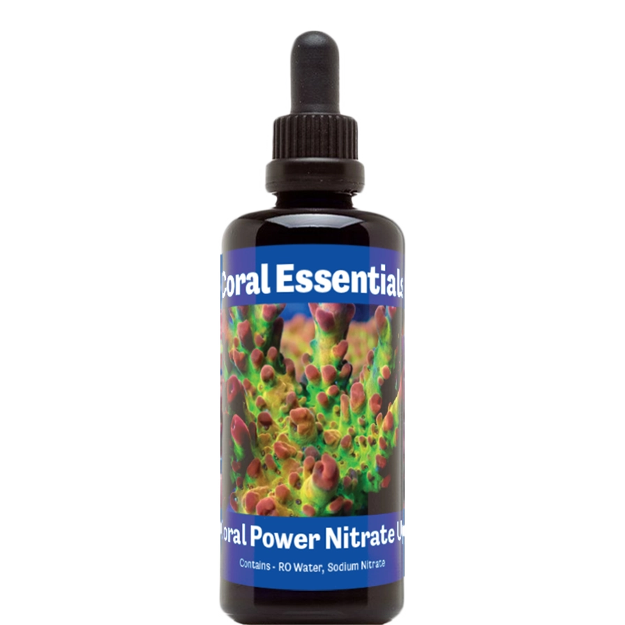 Bottle of Coral Essentials Coral Power Nitrate Up 100mL marine aquarium supplement