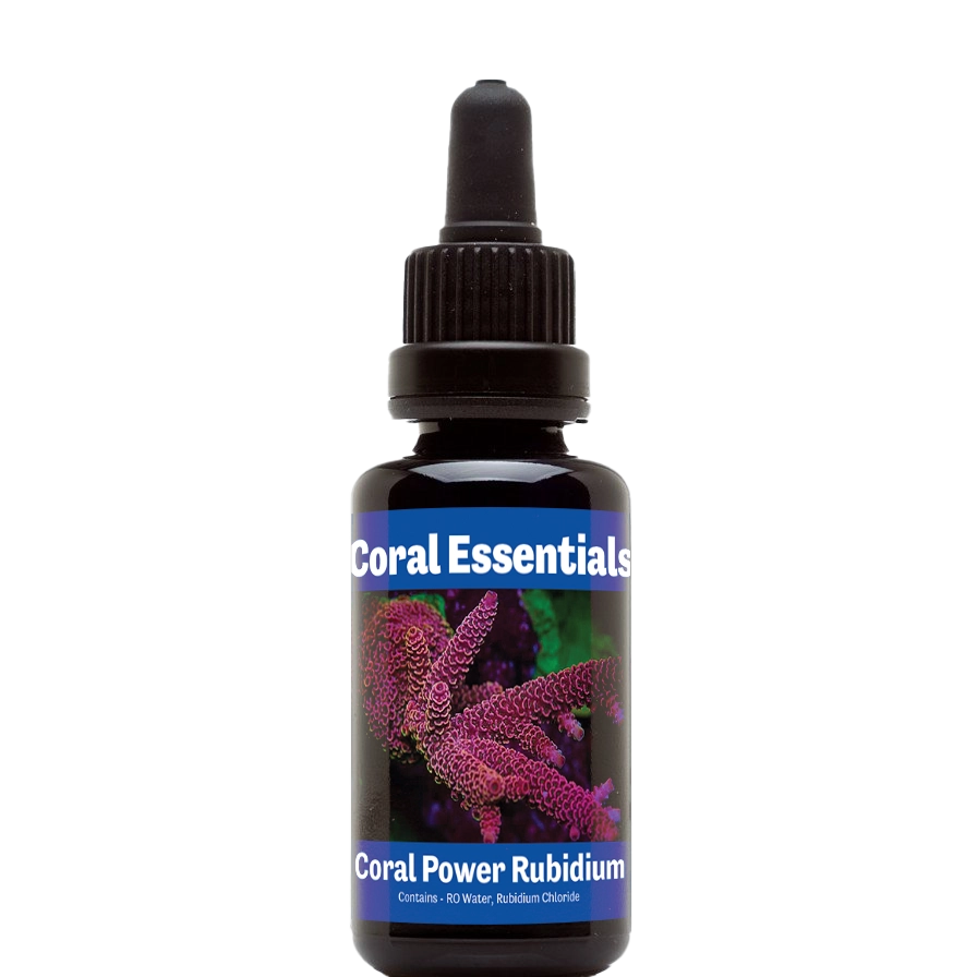 Bottle of Coral Essentials Coral Power Rubidium 50mL marine aquarium supplement
