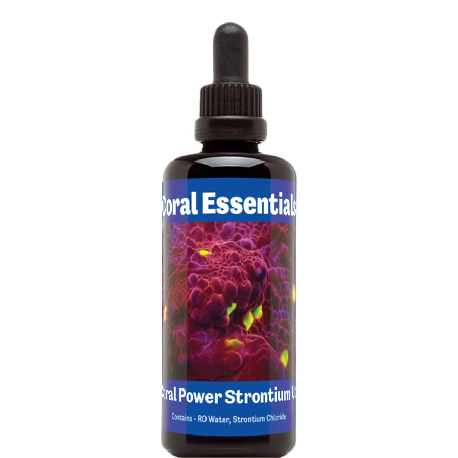 Bottle of Coral Essentials Coral Power Strontium Up 100mL marine aquarium supplement