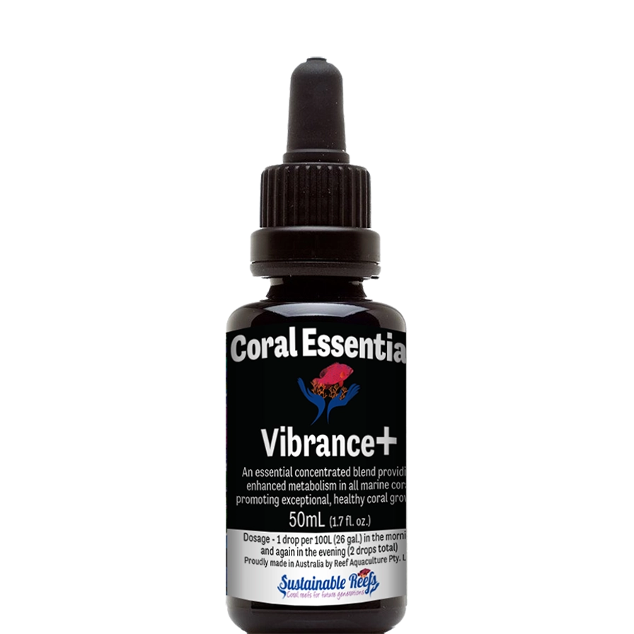 Bottle of Coral Essentials Vibrance+ marine aquarium supplement